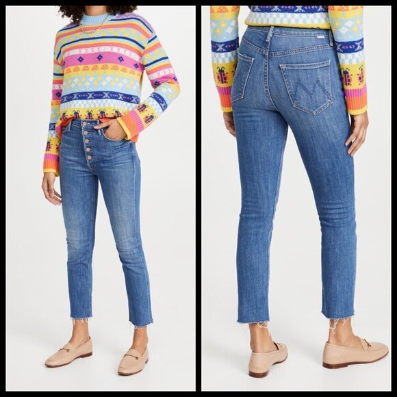 💕MOTHER💕 The Pixie Dazzler Ankle Fray Jeans ~ Beginner's Luck 32 NWOT - Picture 1 of 16